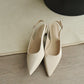 Zoie Pointed Low Heels (Cream White)