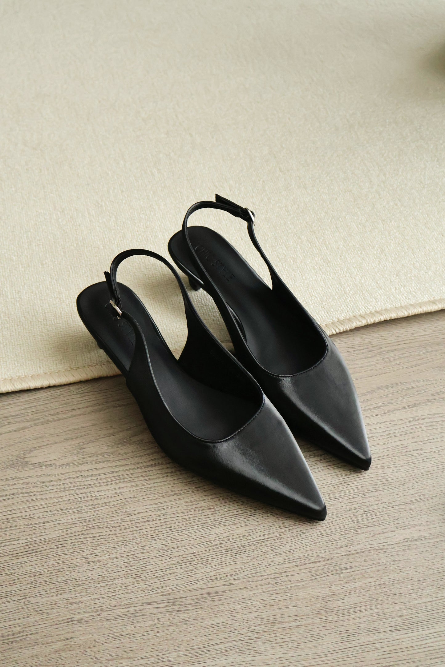 Zoie Pointed Low Heels (Black)