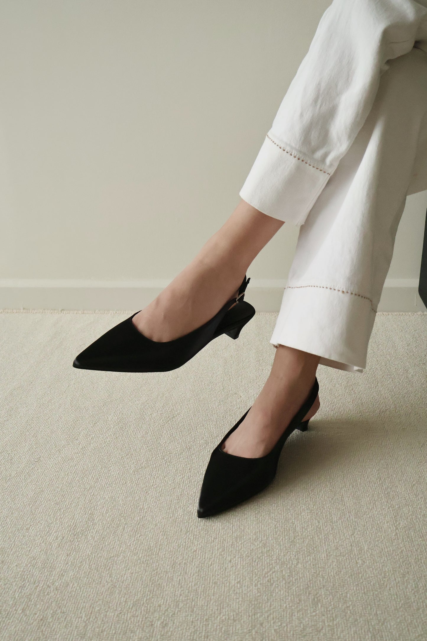 Zoie Pointed Low Heels (Black)