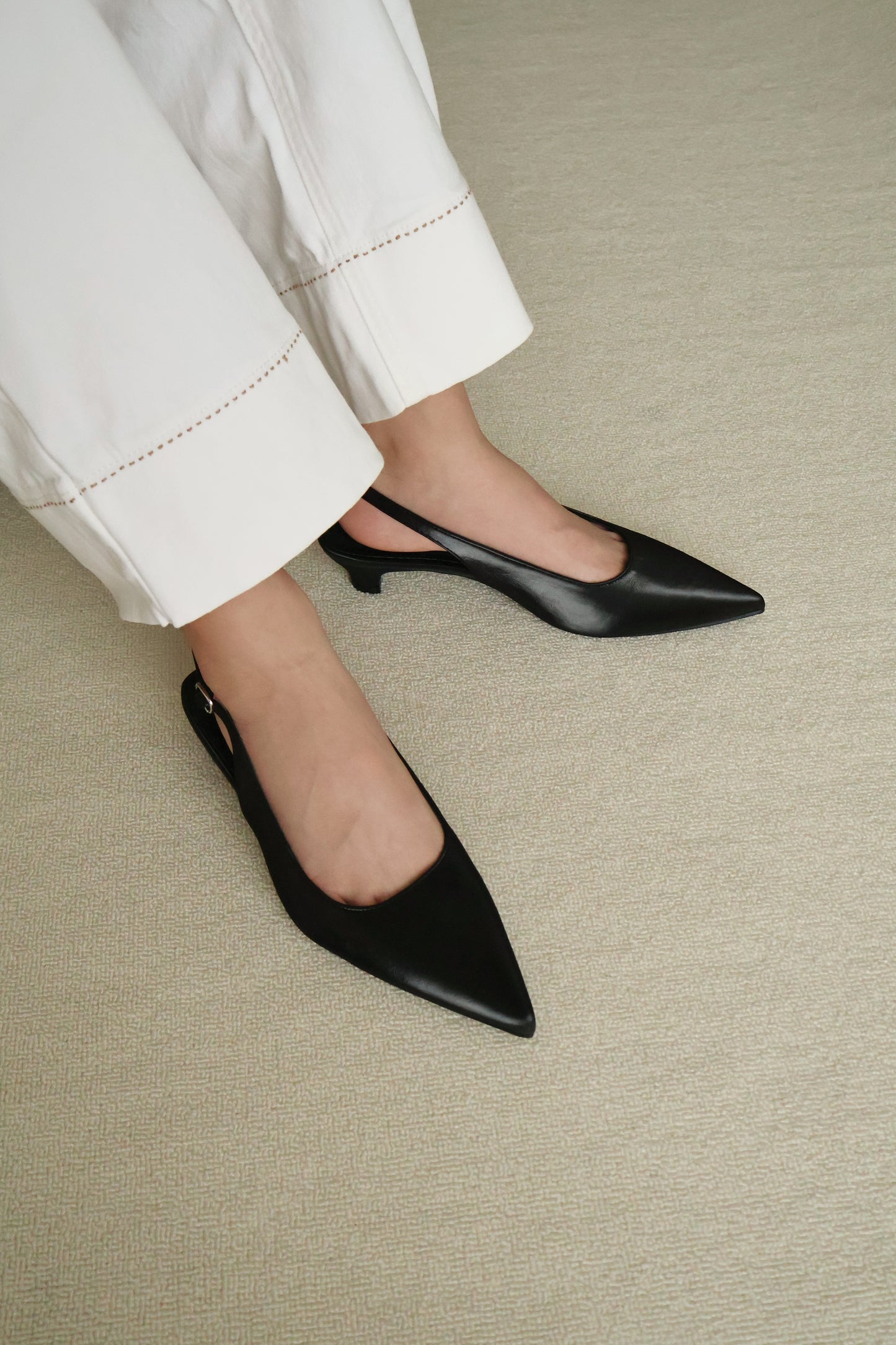 Zoie Pointed Low Heels (Black)