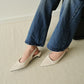 Zoie Pointed Low Heels (Cream White)