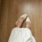 Jolene Mary Jane Flats (Cream White)