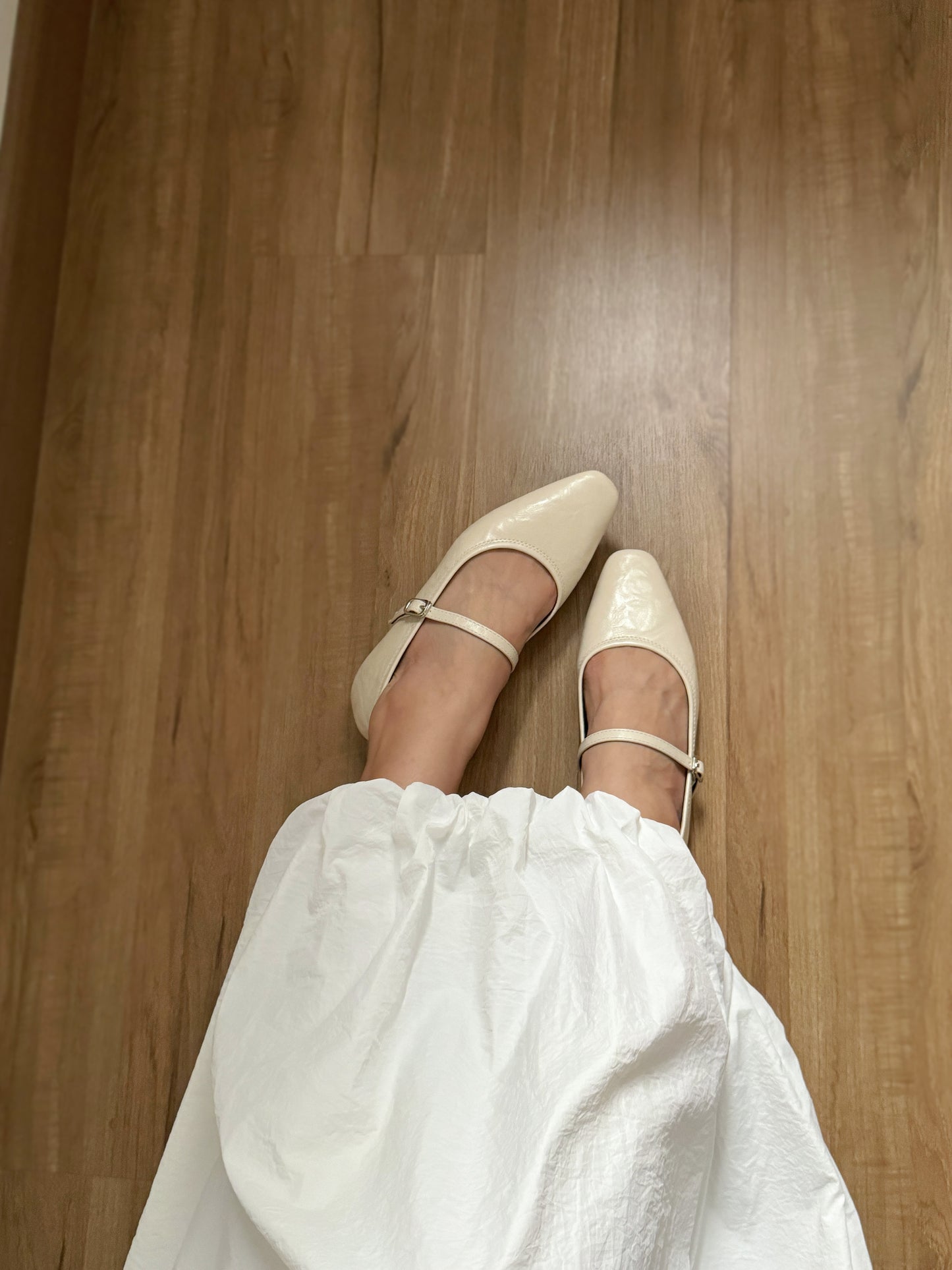 Jolene Mary Jane Flats (Cream White)