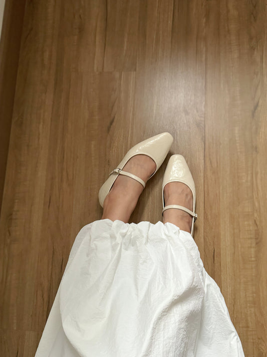Jolene Mary Jane Flats (Cream White)