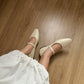 Jolene Mary Jane Flats (Cream White)