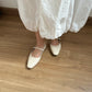 Jolene Mary Jane Flats (Cream White)
