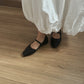 Jolene Mary Jane Flats (Black)