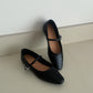 Jolene Mary Jane Flats (Black)