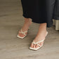 Kelly Glossy Strappy Heels (Cream White)