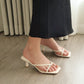Kelly Glossy Strappy Heels (Cream White)