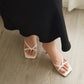 Kelly Glossy Strappy Heels (Cream White)
