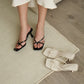 Kelly Glossy Strappy Heels (Black)