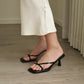 Kelly Glossy Strappy Heels (Black)