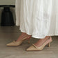Eleanor Bow Slingback Pointed Heels (Khaki)