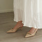 Eleanor Bow Slingback Pointed Heels (Khaki)