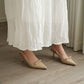 Eleanor Bow Slingback Pointed Heels (Khaki)
