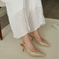 Eleanor Bow Slingback Pointed Heels (Khaki)