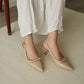 Eleanor Bow Slingback Pointed Heels (Khaki)