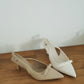 Eleanor Bow Slingback Pointed Heels (Cream White)