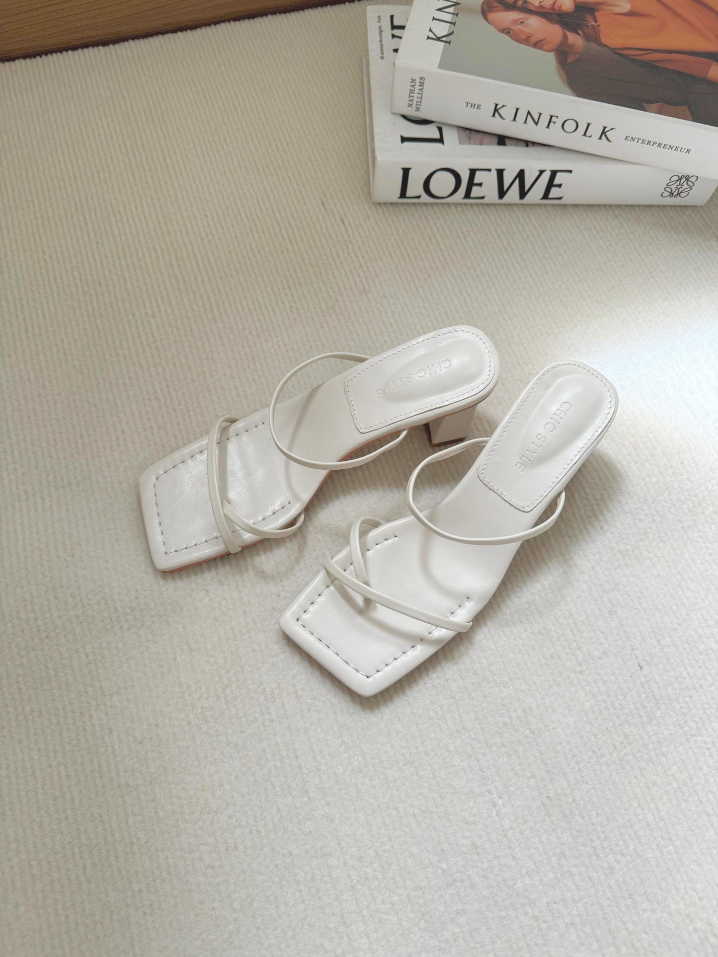 Cherelle Strappy Heeled Sandals (Chalk White)