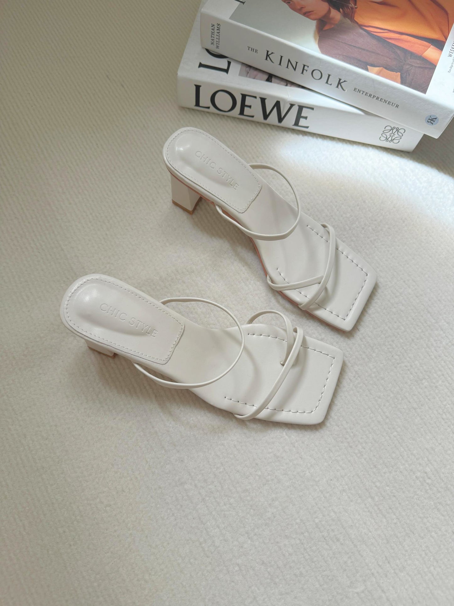 Cherelle Strappy Heeled Sandals (Chalk White)