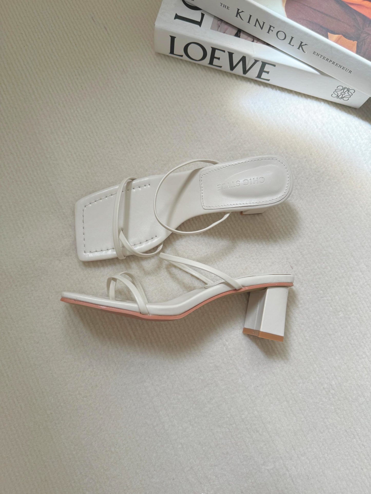 Cherelle Strappy Heeled Sandals (Chalk White)