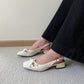 Jersey Bow Slingback Heels (Cream White)
