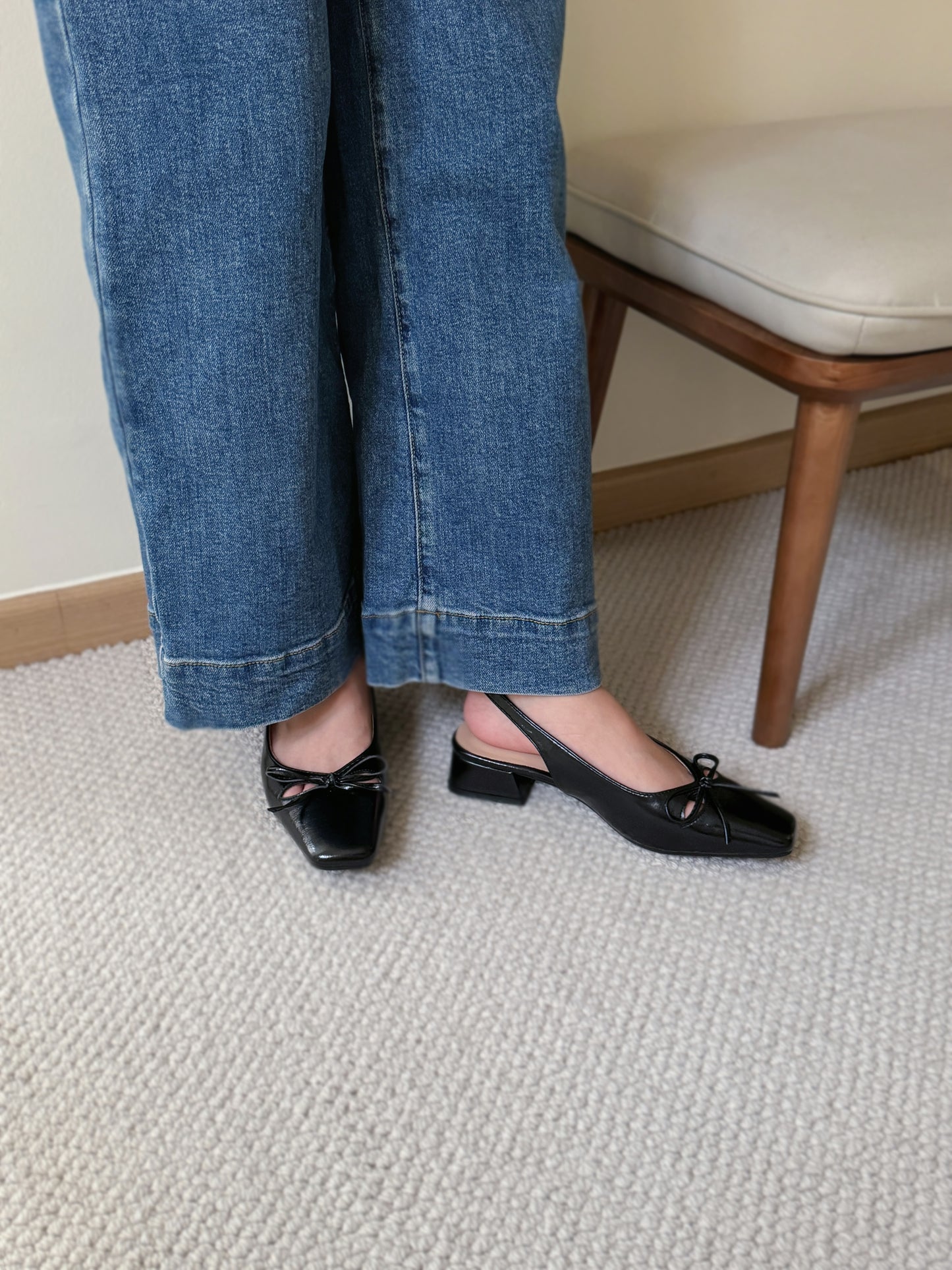 Jersey Bow Slingback Heels (Black)