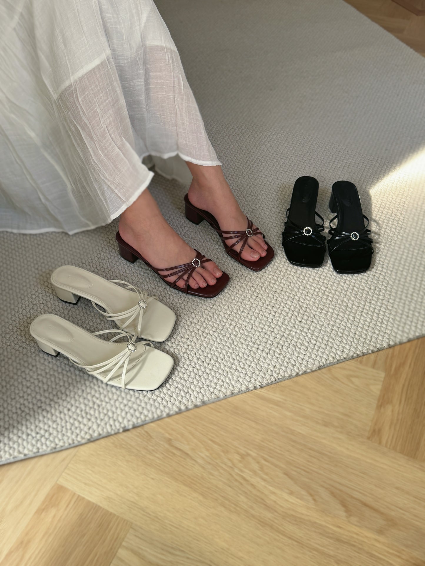 Willa Rhinestone Buckle Heels (Maroon)