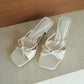 Yunice Bow Strappy Heels (Cream White)