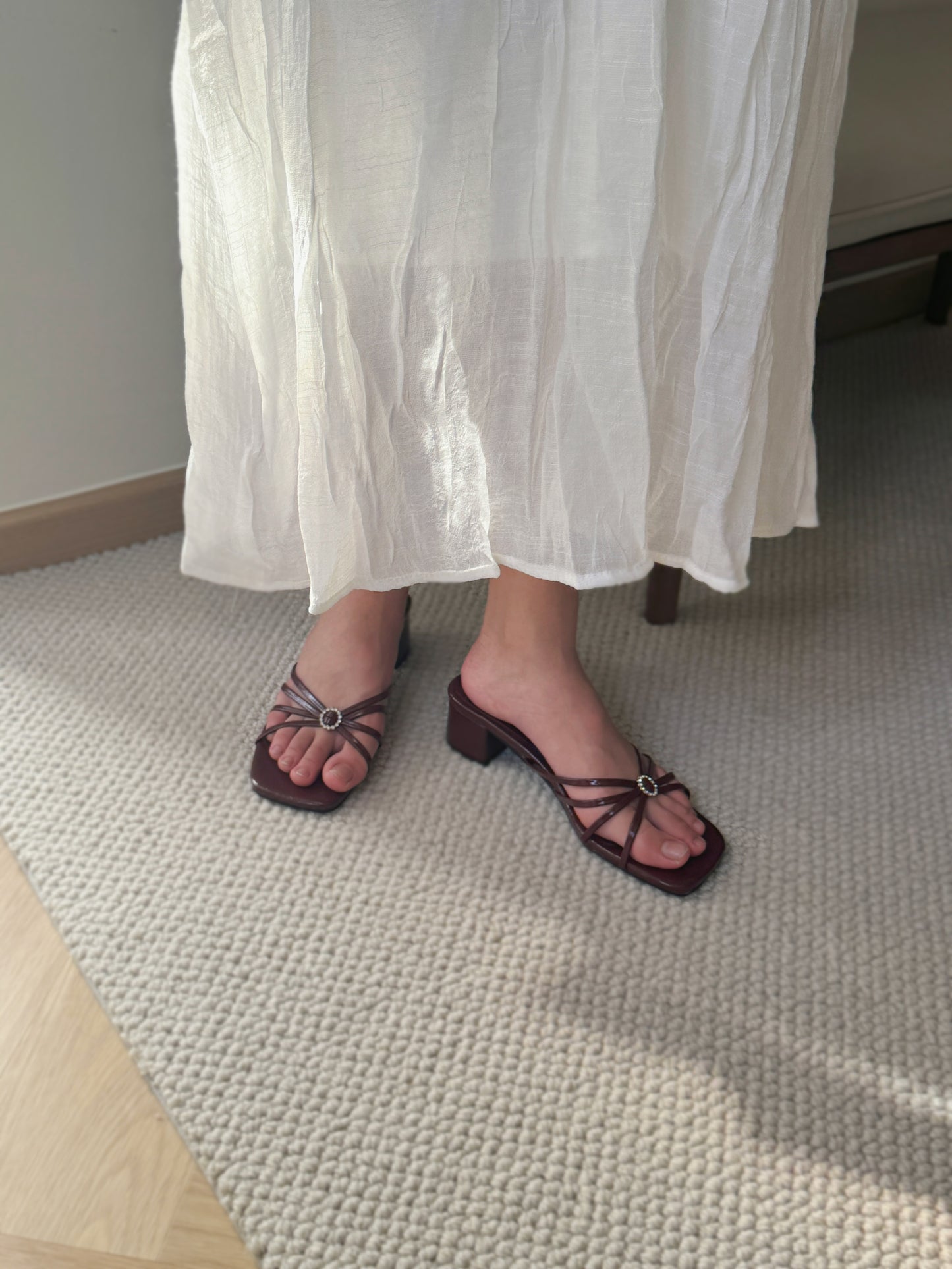 Willa Rhinestone Buckle Heels (Maroon)