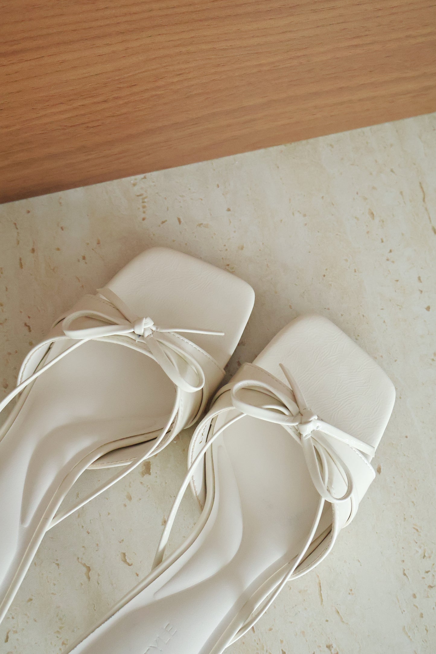 Yunice Bow Strappy Heels (Cream White)
