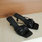 Yunice Bow Strappy Heels (Black)