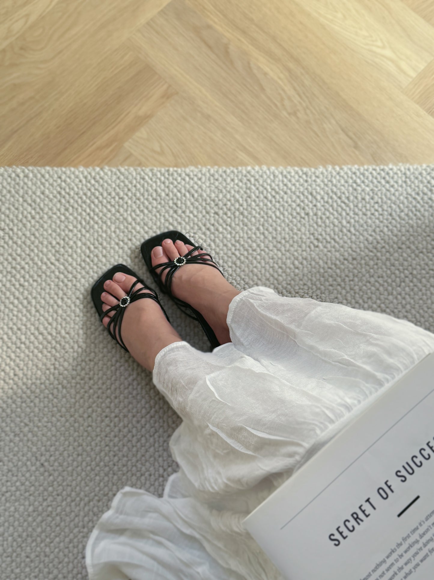 Willa Rhinestone Buckle Heels (Black)