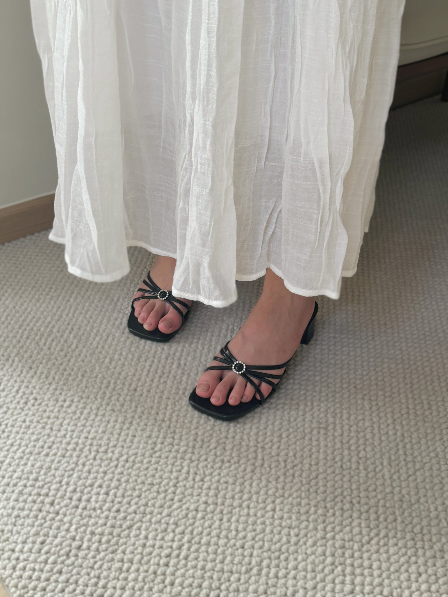 Willa Rhinestone Buckle Heels (Black)