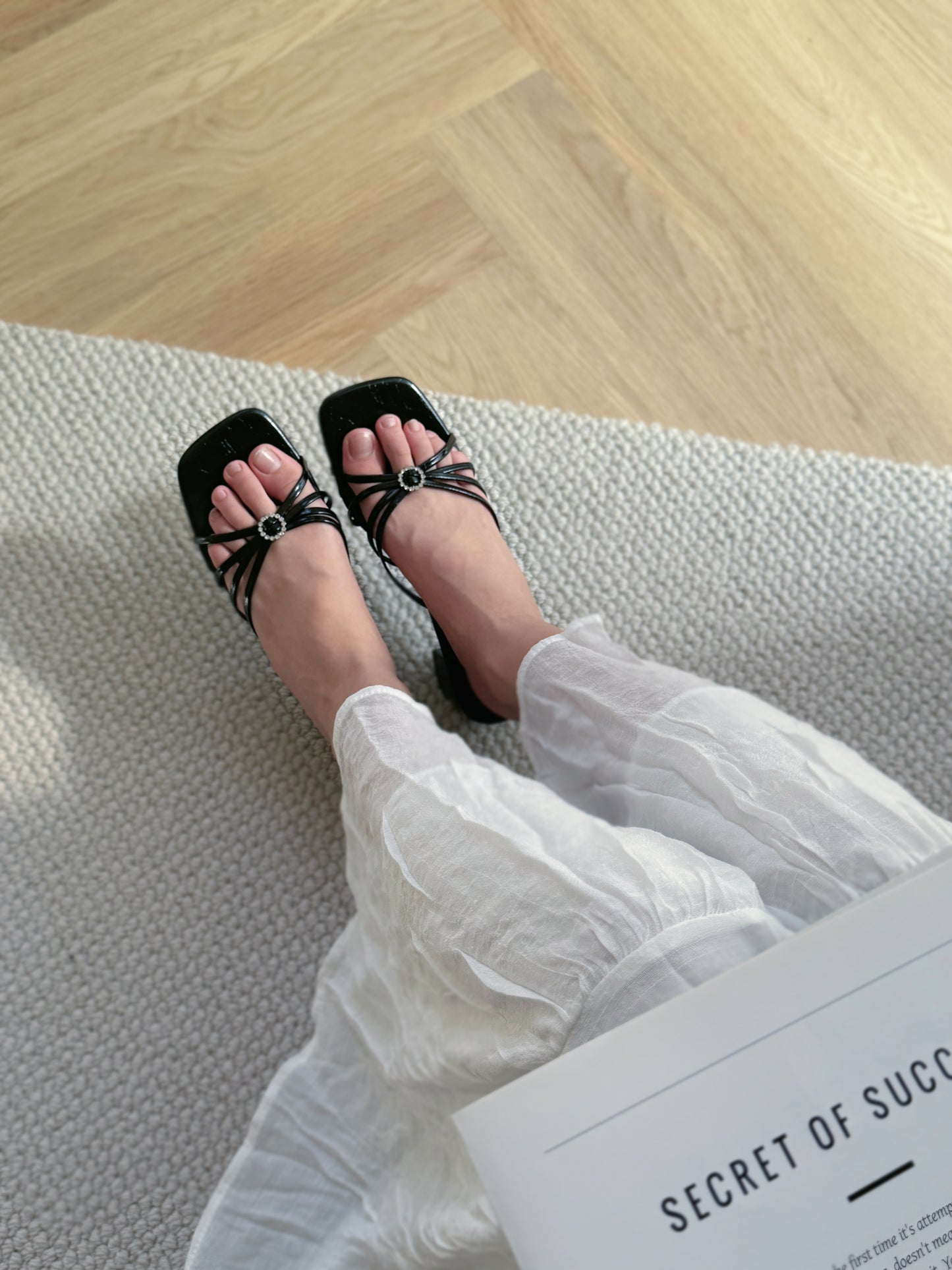 Willa Rhinestone Buckle Heels (Black)