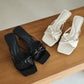 Yunice Bow Strappy Heels (Black)