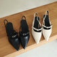 Liza Pointed Slingback Flats (Cream White)