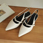 Liza Pointed Slingback Flats (Cream White)