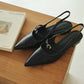 Liza Pointed Slingback Flats (Black)
