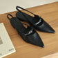 Liza Pointed Slingback Flats (Black)