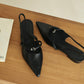 Liza Pointed Slingback Flats (Black)