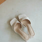 Rose Slip On Middle Heels (Cream White)