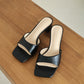 Rose Slip On Middle Heels (Black)