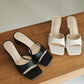 Rose Slip On Middle Heels (Black)