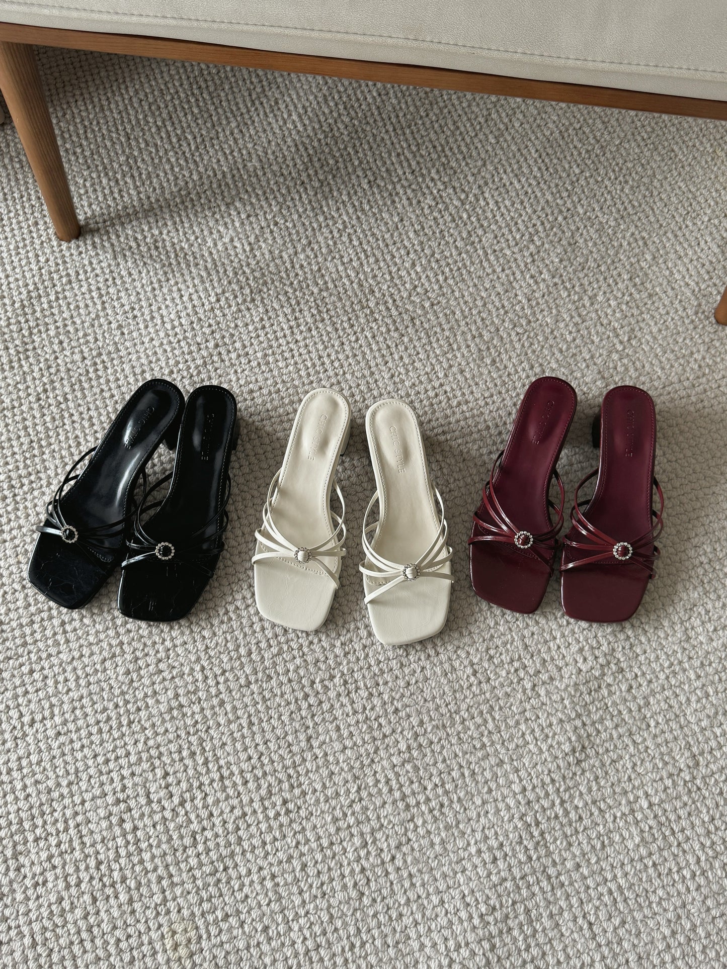 Willa Rhinestone Buckle Heels (Black)