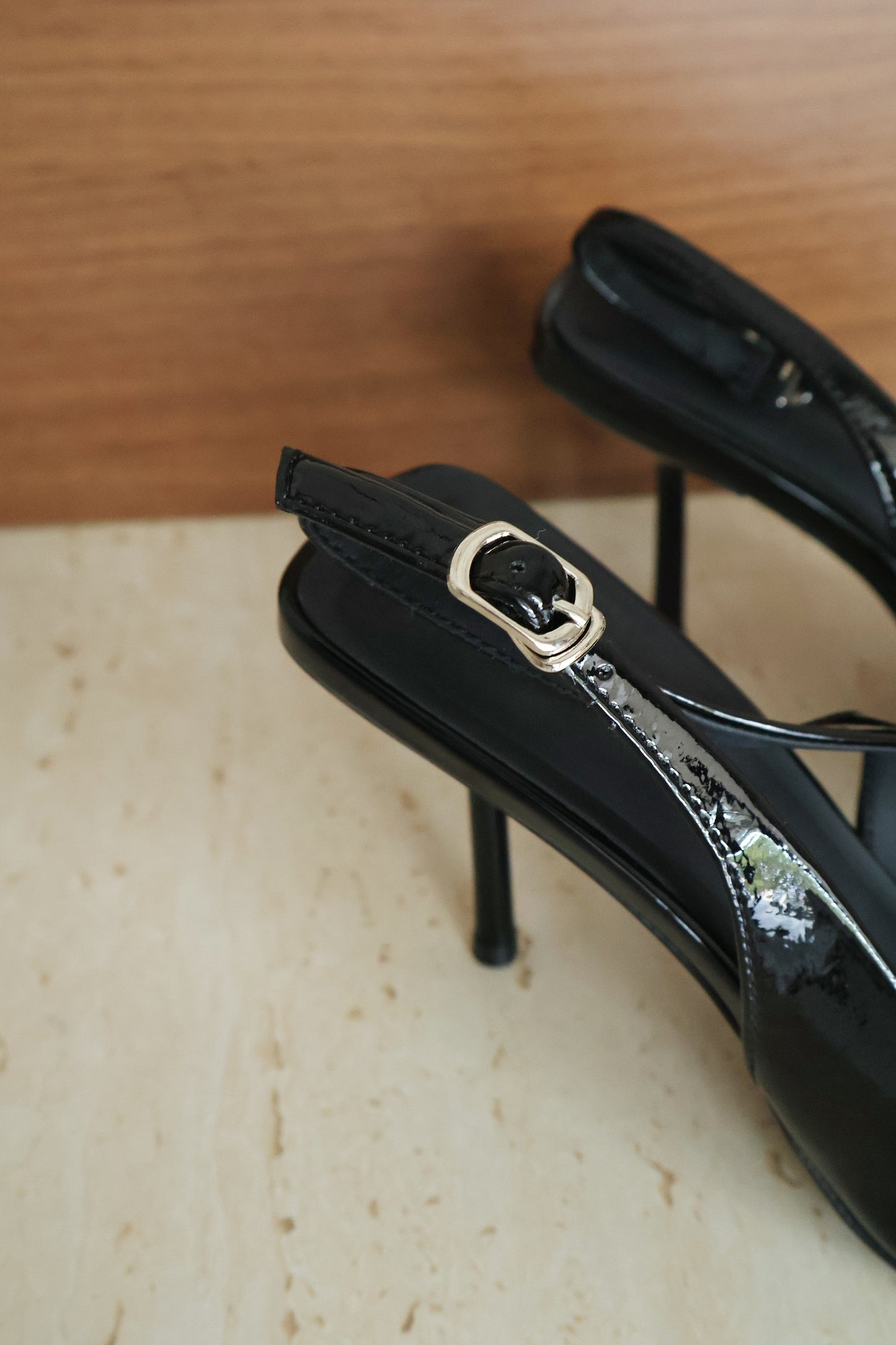 Aurelia Pointed Slingback Heels (Black)