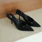 Aurelia Pointed Slingback Heels (Black)