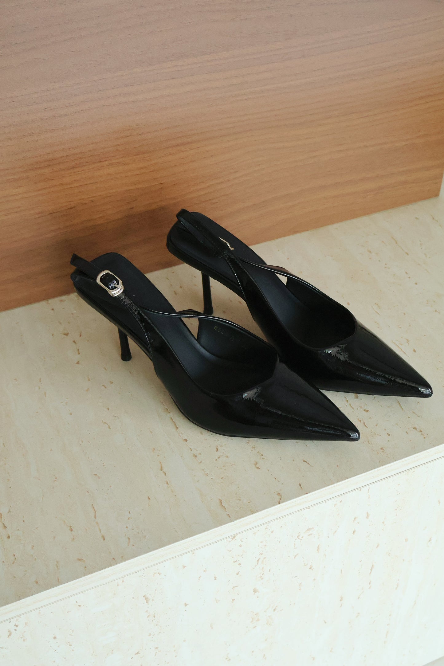 Aurelia Pointed Slingback Heels (Black)