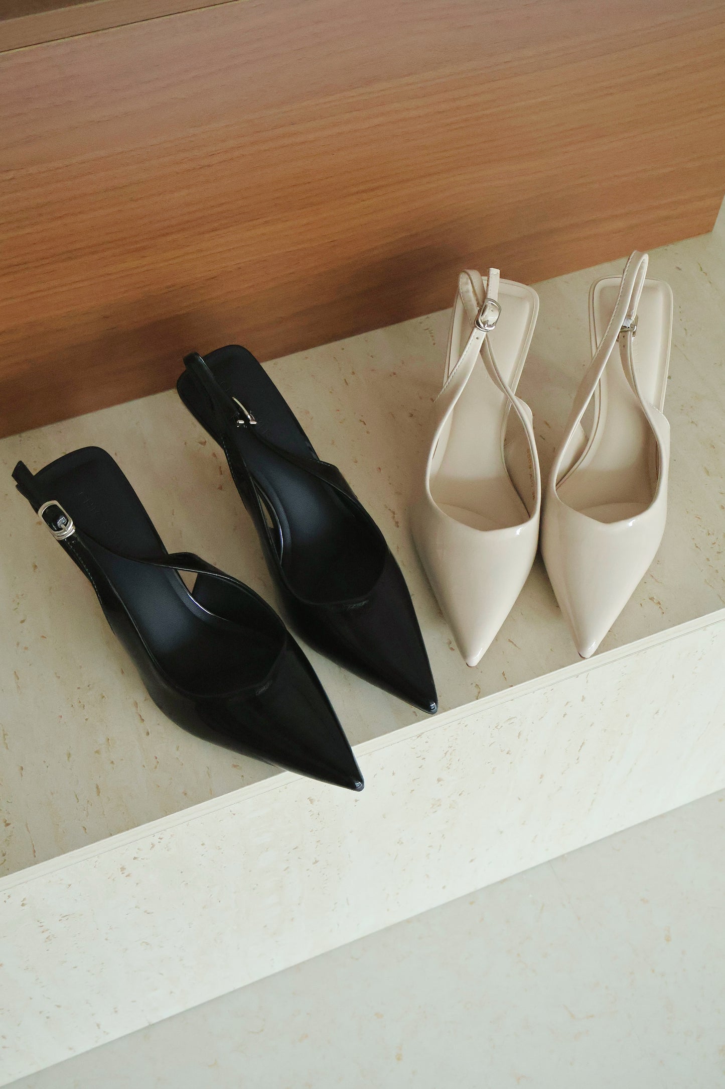 Aurelia Pointed Slingback Heels (Beige)